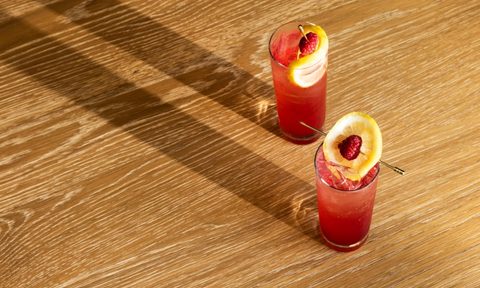 Raspberry Collins cocktail.