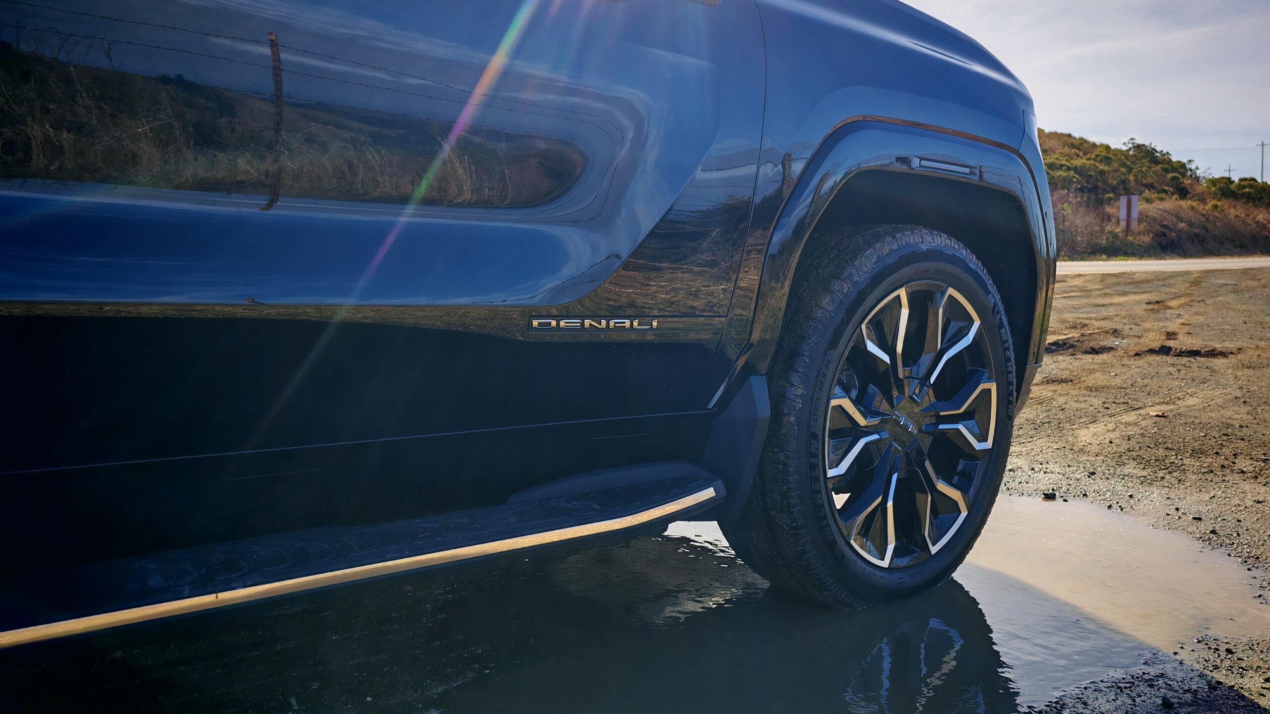 A GMC SIerra with a Denali badge