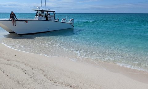 A boat on a tropical beach near Florida