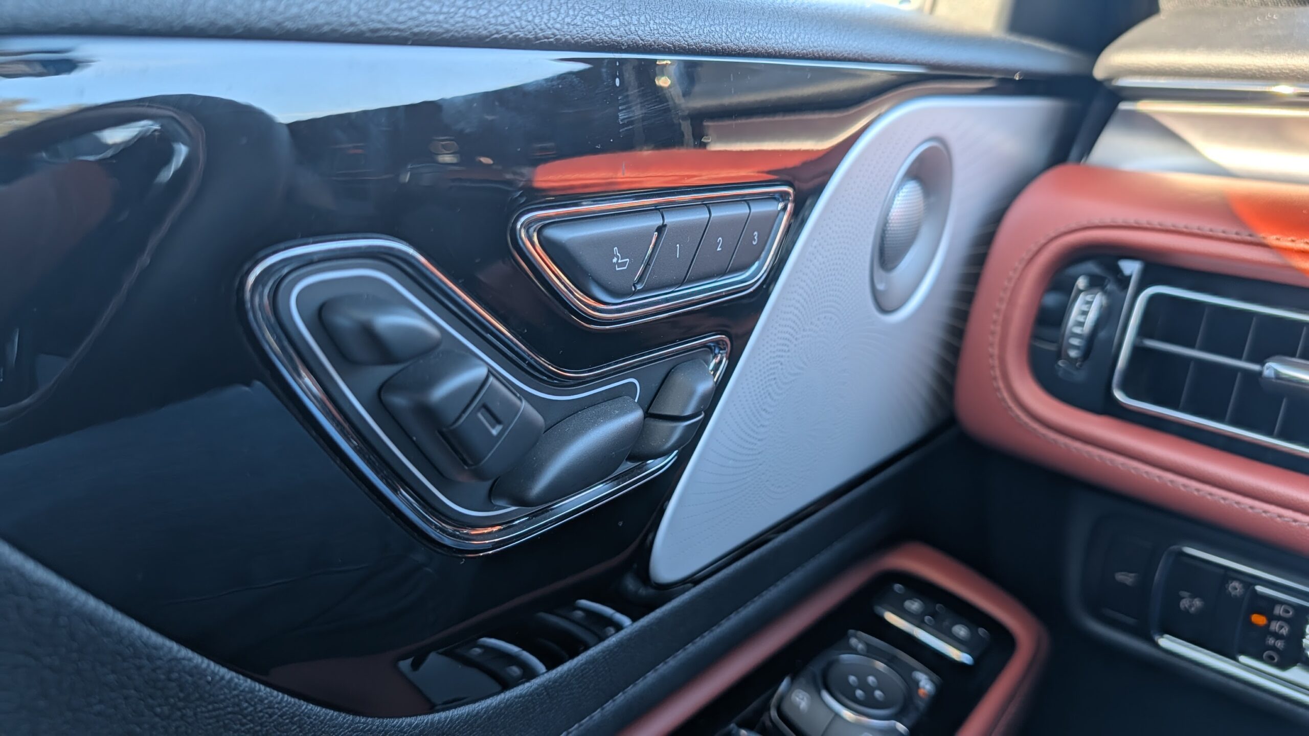 Seat controls on door of a 2026 Lincoln Aviator