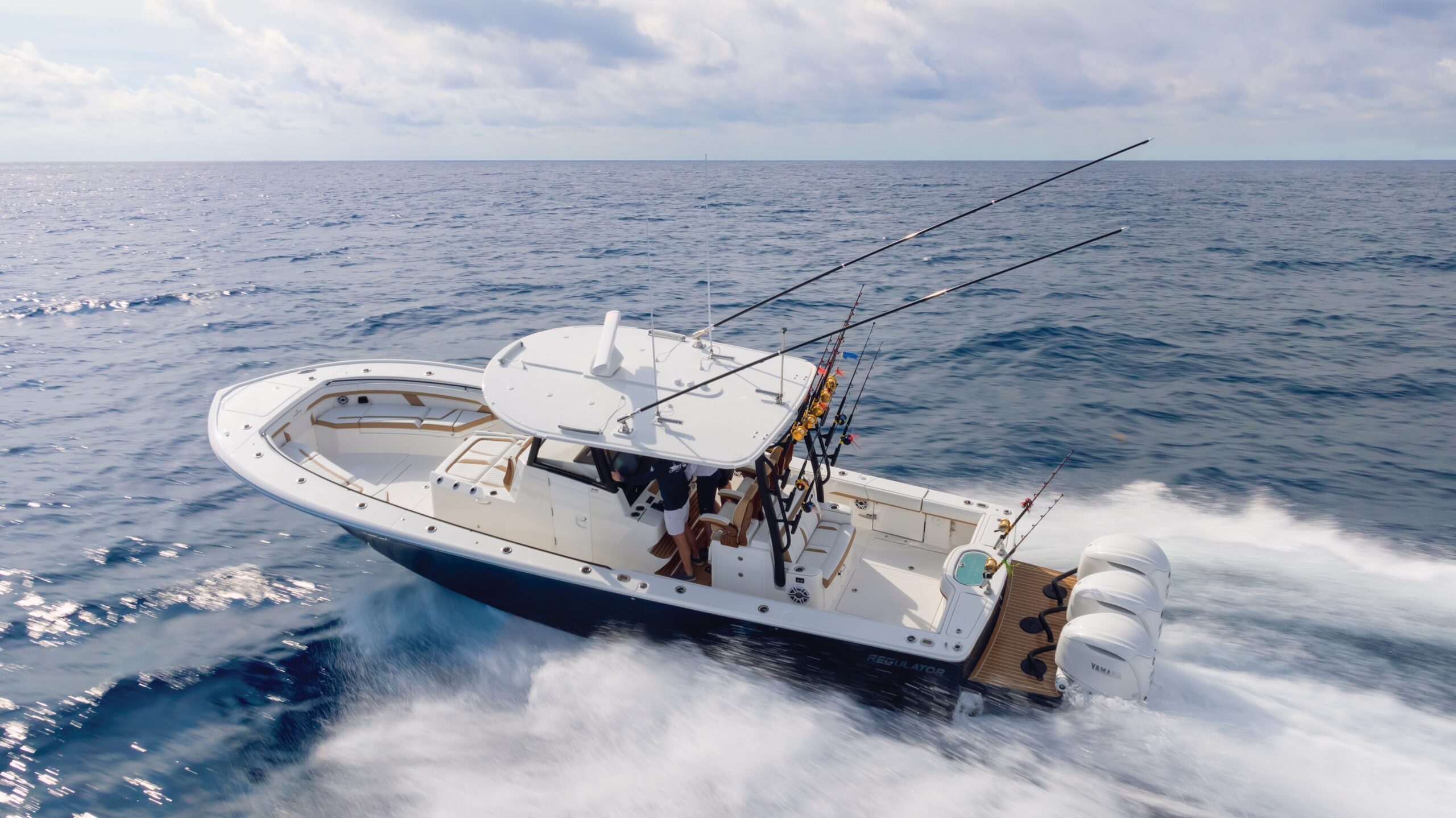 A boat turning in sea water