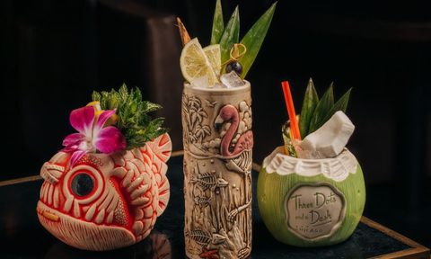 Three Dots and a Dash tiki mugs.