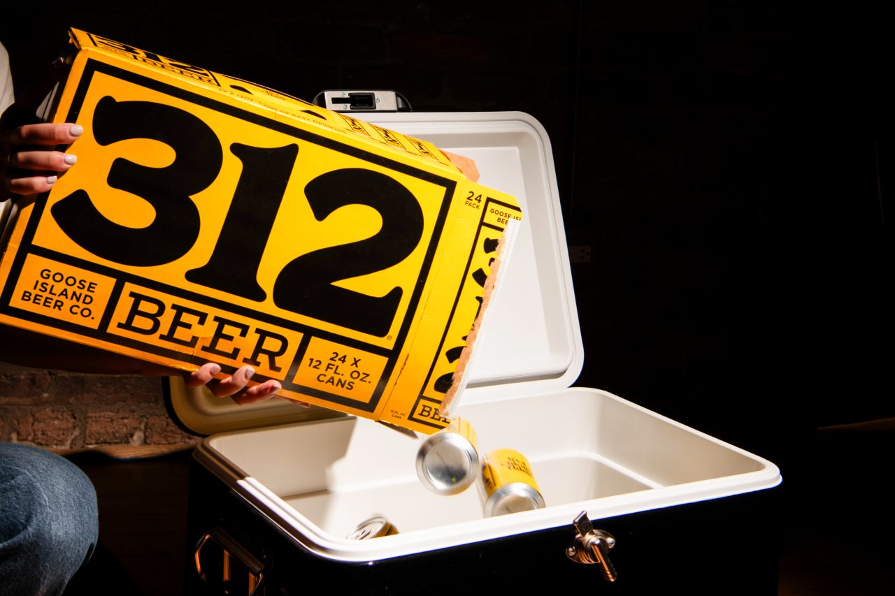 Goose Island 312 beer in cooler.