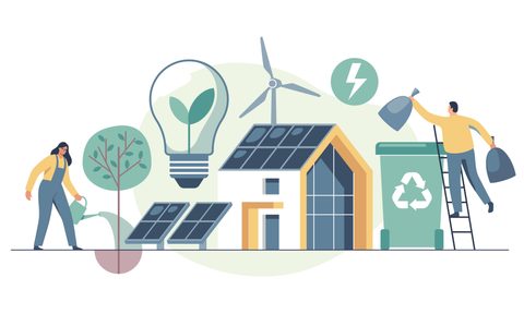 Environmental care and use clean green energy from renewable sources concept.