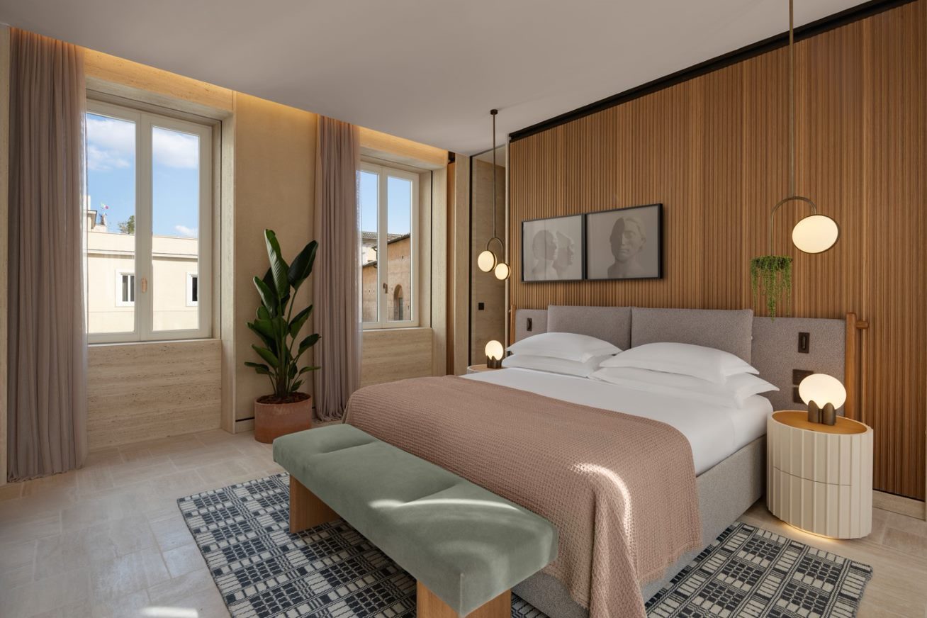 a guest room at Six Senses Rome