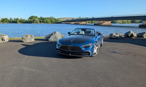 A Mercedes-Maybach SL680 on a waterfront