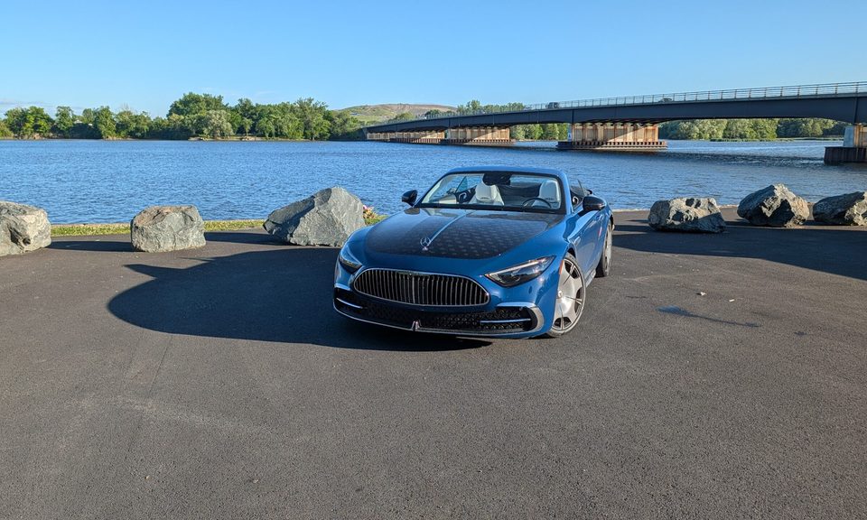 A Mercedes-Maybach SL680 on a waterfront