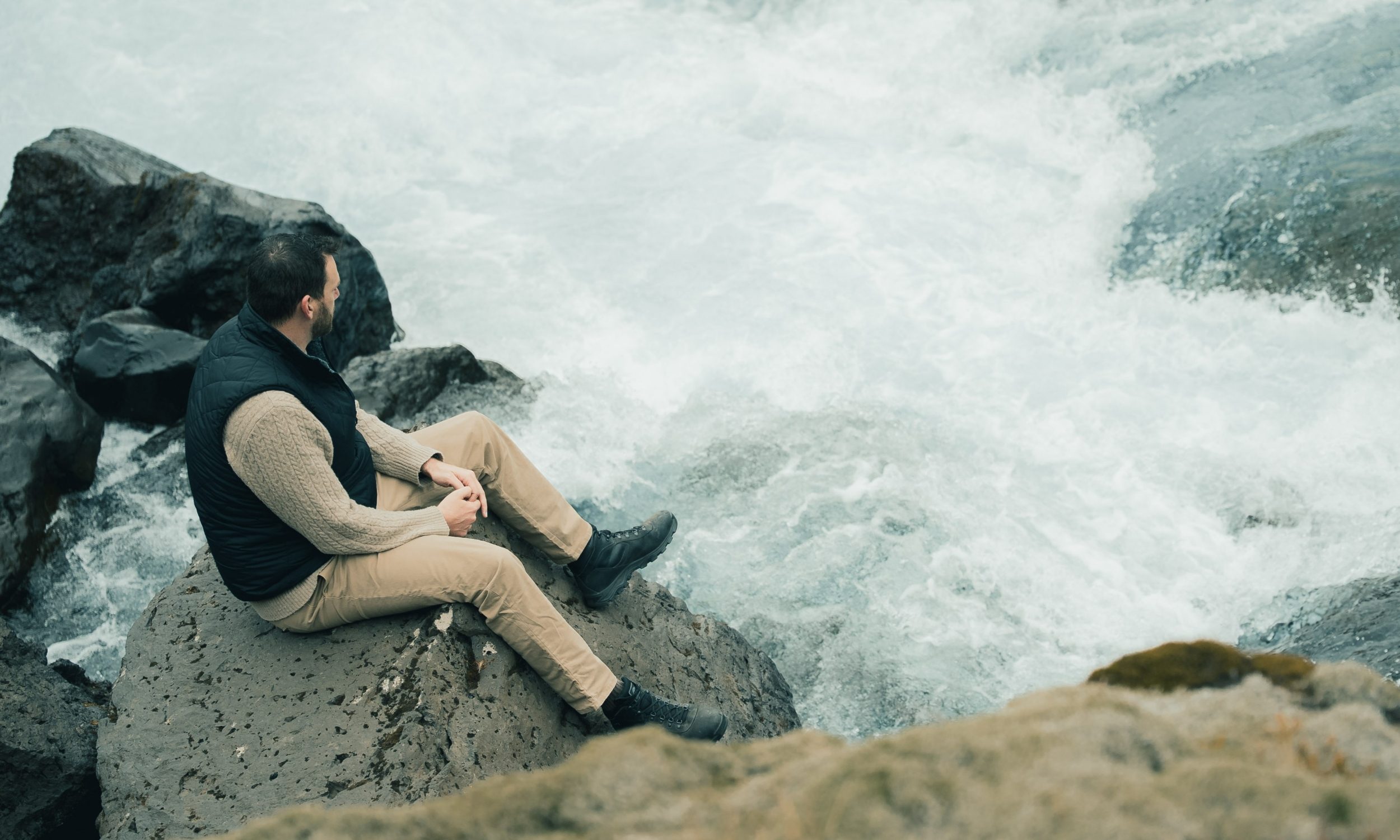 Rock, Person, Sitting