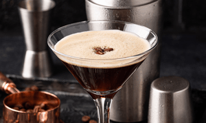 Espresso Martini cocktail with coffee beans