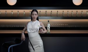 Woman, Glass, Bottle