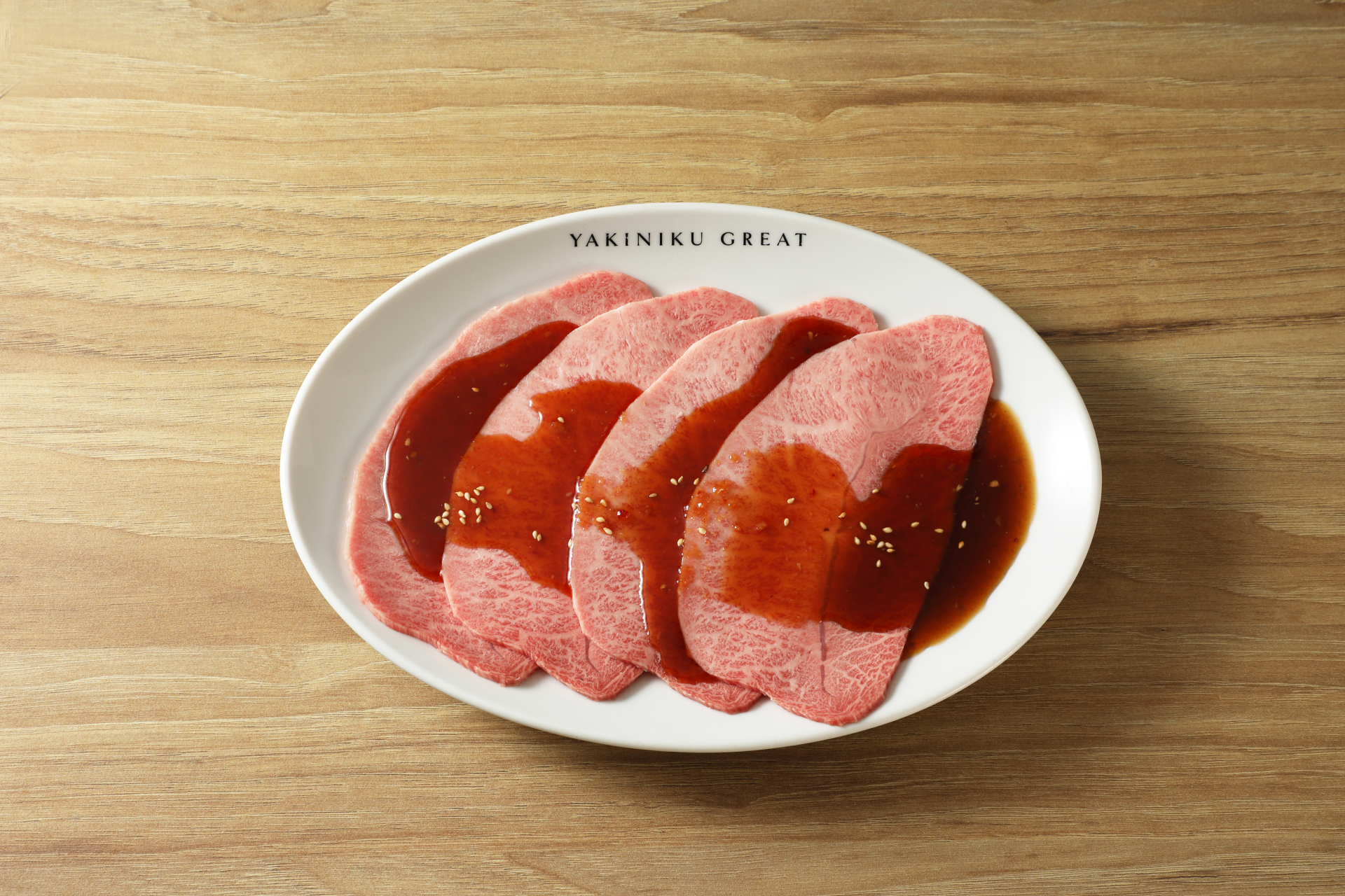 wagyu misuji cut on white plate