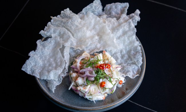 Crab salad from Chada black background