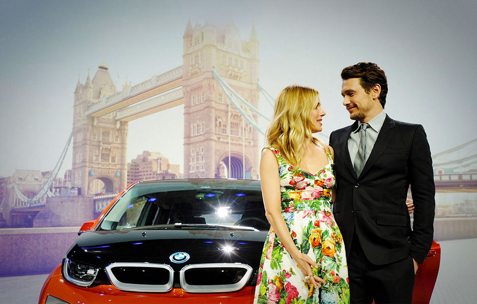 sienna miller and james franco unveil the bmw i3 electric car for some reason header