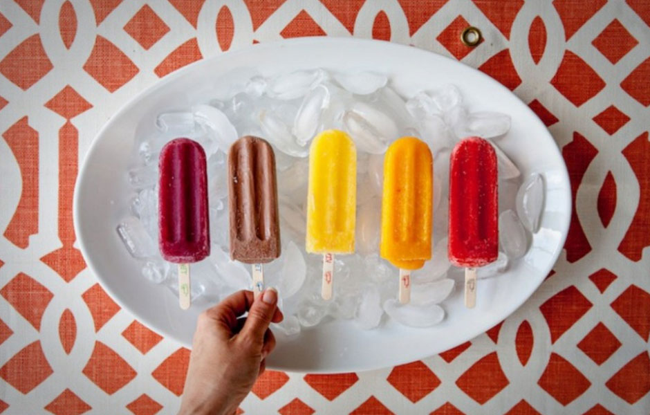 homemade popsicles on a plate.
