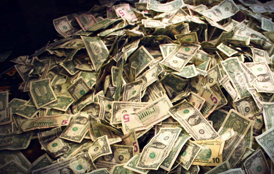 many US currency bills