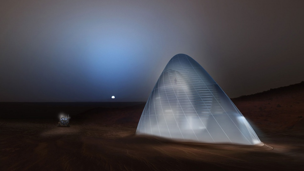 wildly innovative space igloo wins nasas 3d printed martian habitat challenge mars ice house dusk02 lr 970x546 c