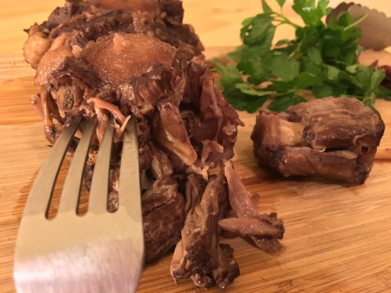 braised oxtail shredded with fork