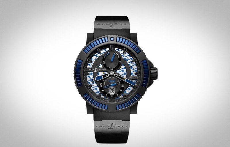 the manual wind ulysse nardin makes a colorful black sea diver undiver