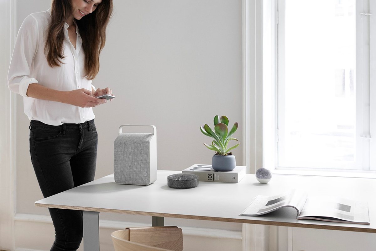 vifa oslo luxury bluetooth speaker pebble grey