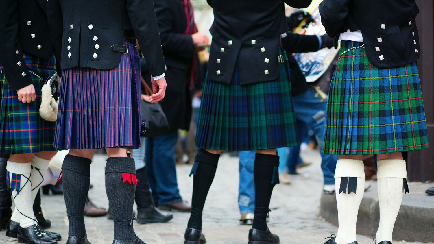 Scottish Highland Wears Active Men Modern Triangular Pocket Hawki Cotton Kilts 