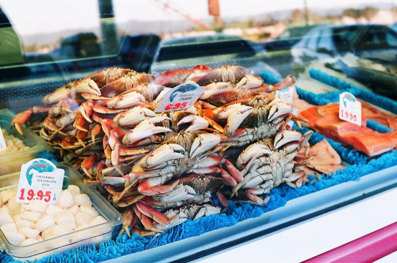 Crab on display at the store.