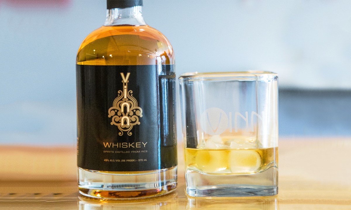 rice whiskey, Vinn Whiskey in a glass on table