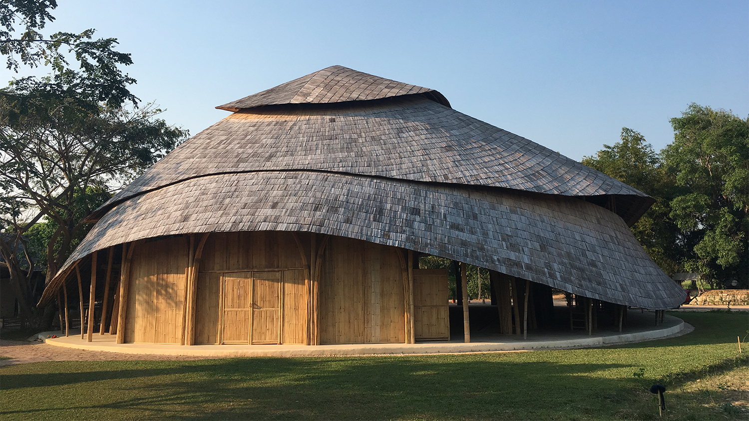 bamboo sports hall gym panyaden international school architecture front door