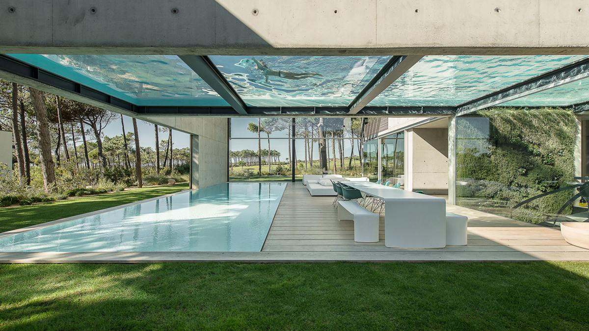 The Wall house glass bottom pool