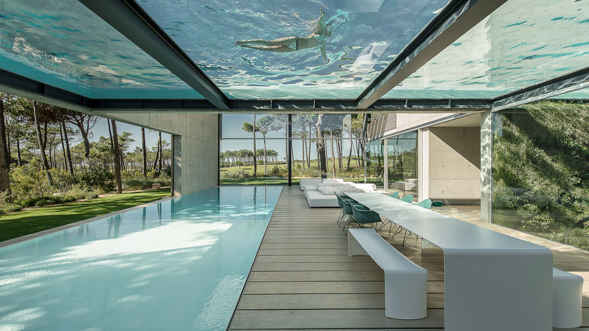 The Wall house glass bottom pool