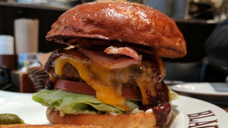 burger with a toasted bun