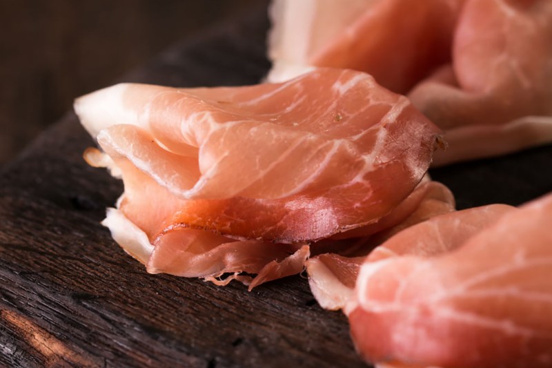 Prosciutto ham slices