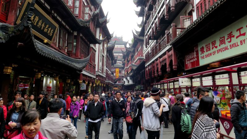 shanghai china crowd streets