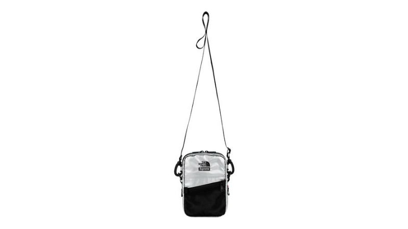 the north face supreme shoulder bag silver