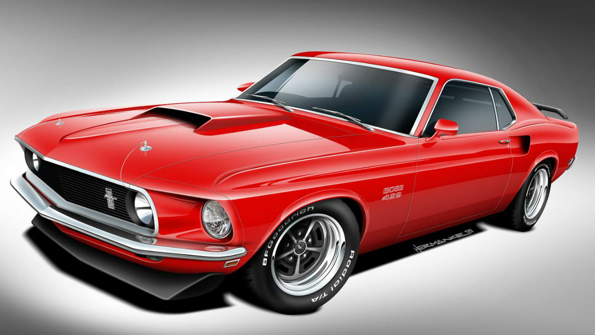 classic recreations ford mustang boss 429 rendering