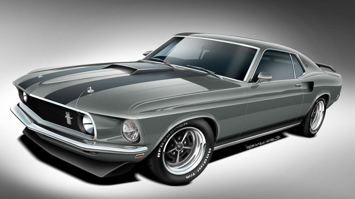 classic recreations ford mustang mach 1 rendering