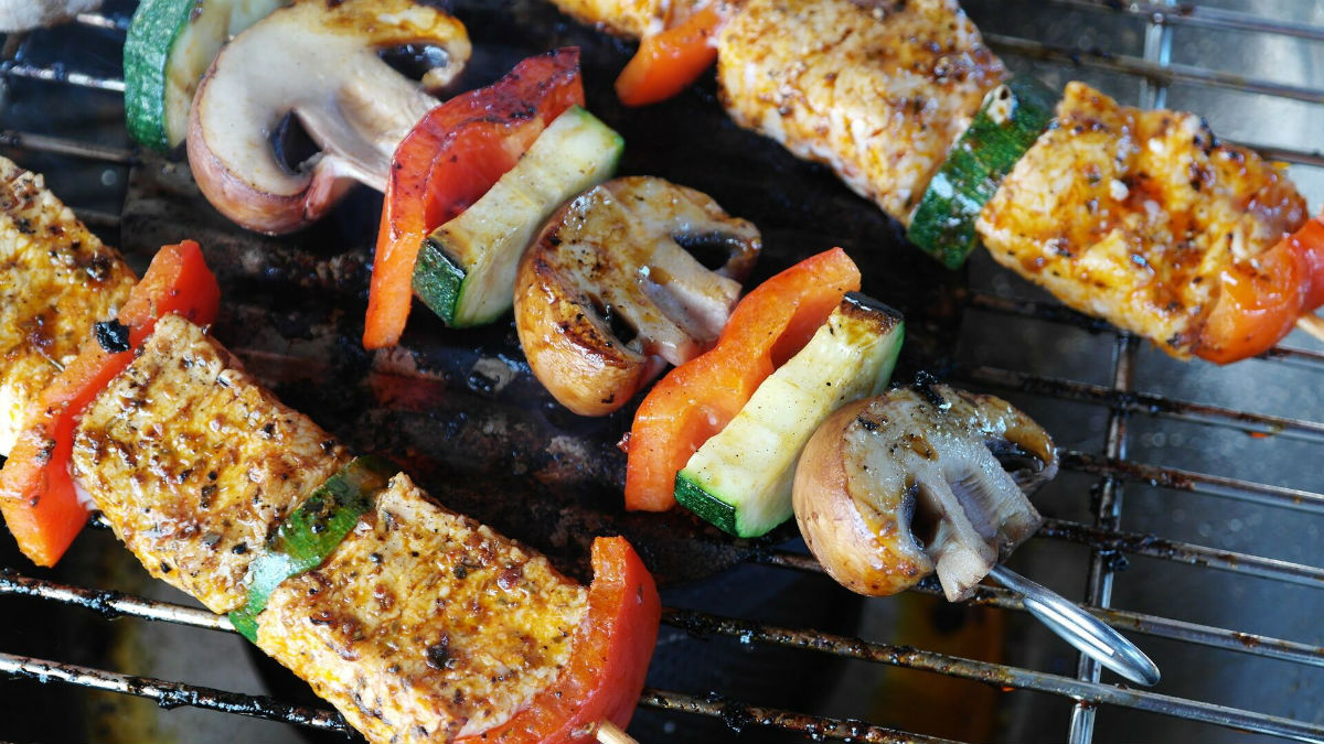 grill barbecue skewer vegetable tofu