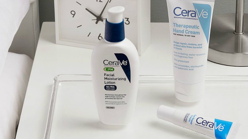 cerave skincare bedside table