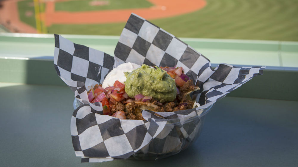 Fenway park Sam Deck Boston Lager Chili Nachos