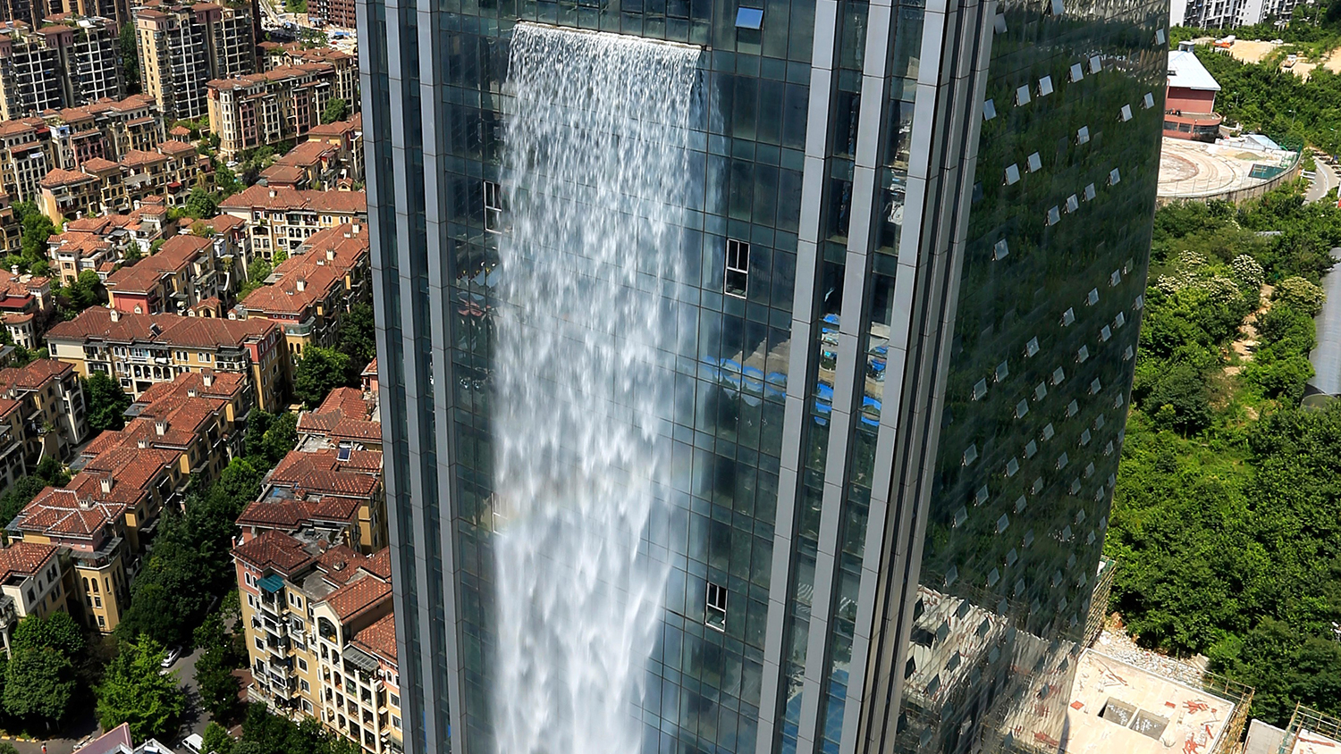 skyscraper waterfall