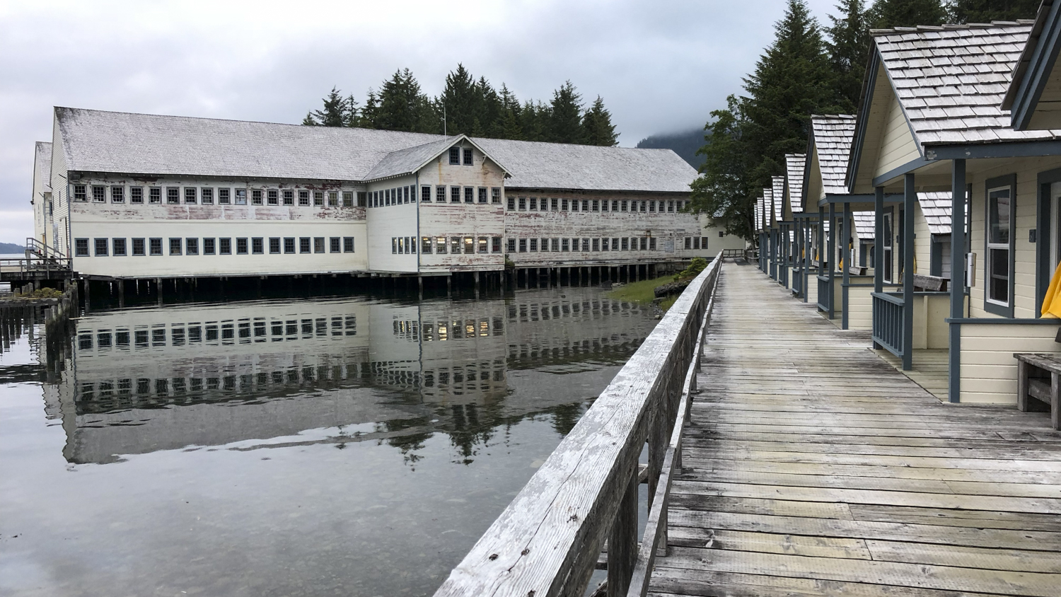 salmon fishing in alaska waterfall resort buildings 3