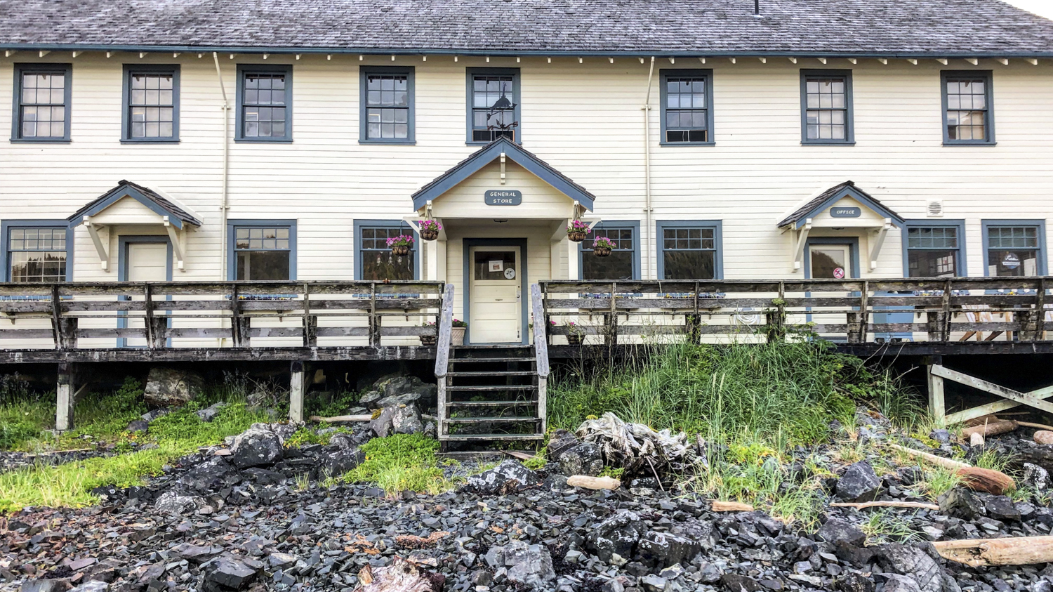 salmon fishing in alaska waterfall resort buildings 9