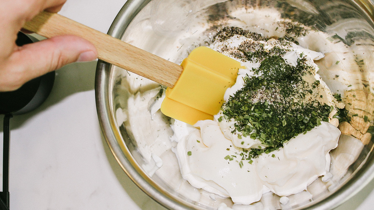 stirring ranch dressing