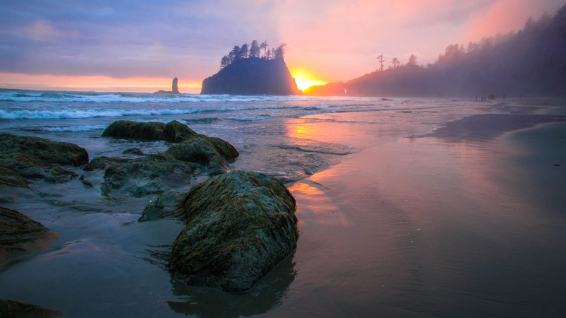 Sunset over Second Beach on Washington's Olympic Coast.