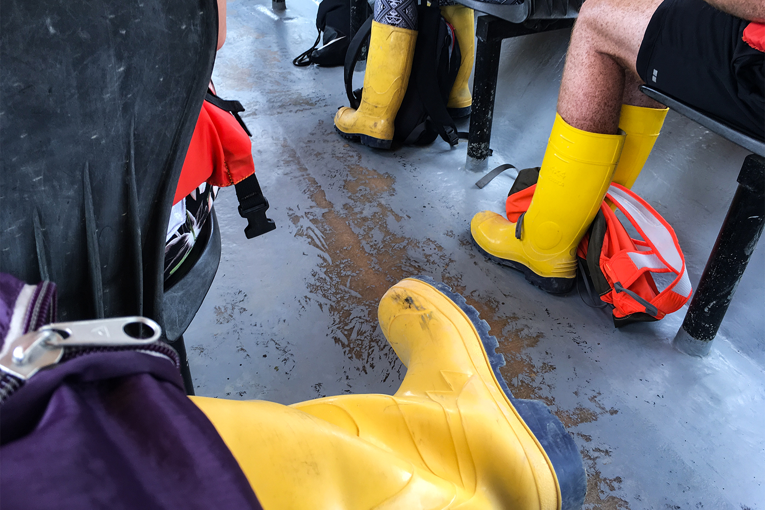 People wearing rubber boots