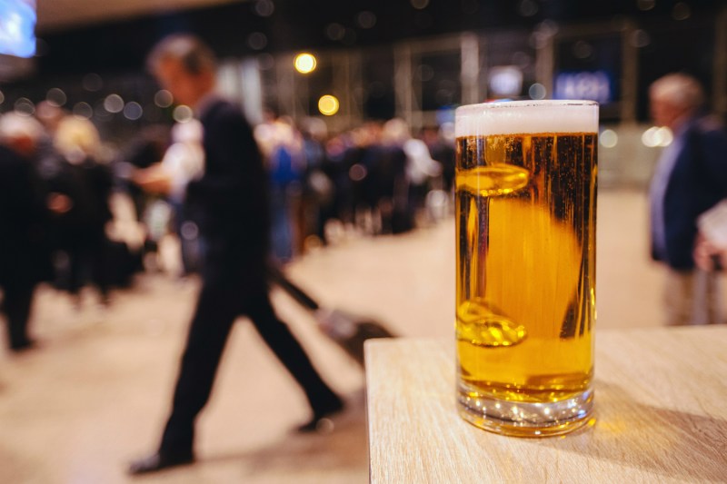 A beer pint at the airport.