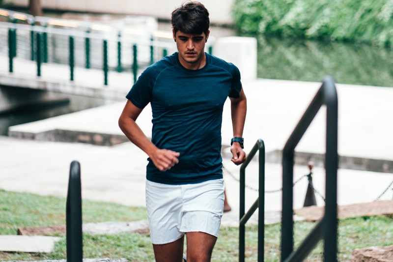A man running stairs