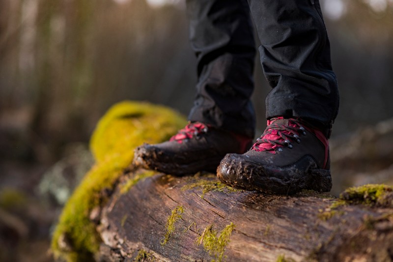 Dirty, muddy hiking boots