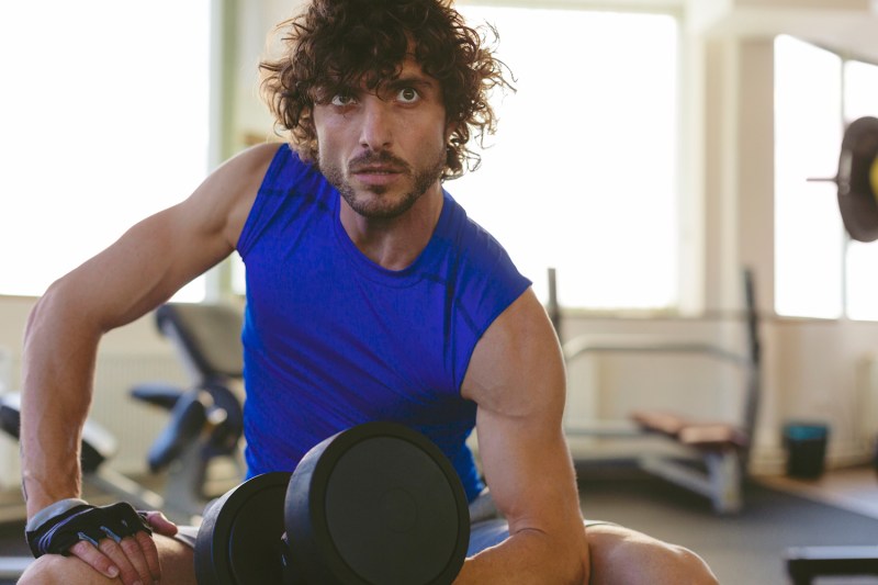 Man performing concentration curls