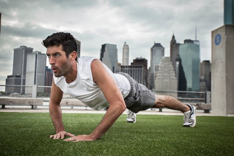 Man performing a diamond pushup