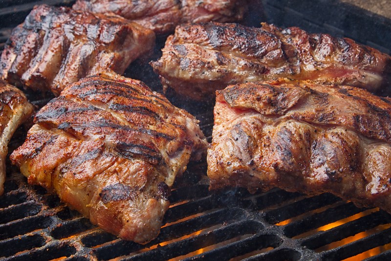 Pork ribs grilling barbecue